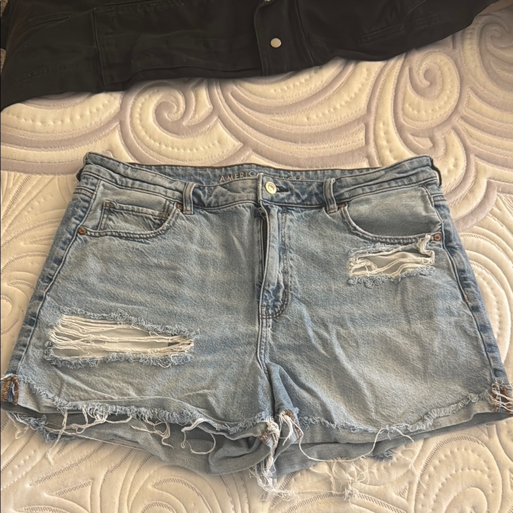 Light Blue Distressed Denim Shorts